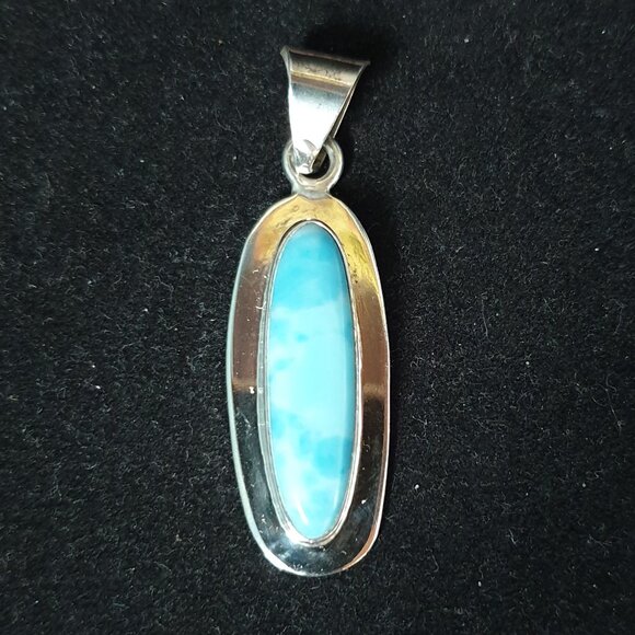 Bold Vintage Taxco Mexico TV-76 925 Sterling Silver Larimar Statement Pendant - Picture 12 of 12